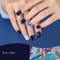 Square navy blue print nail