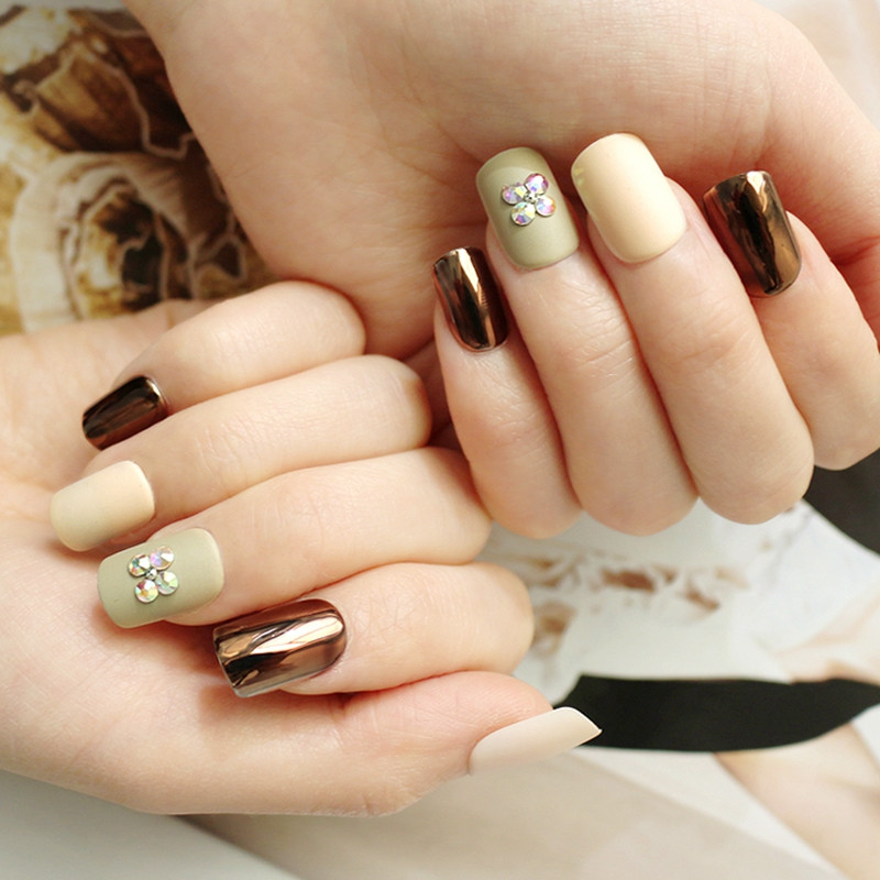Newair Fake Nails violet short press on nails series for girls-5