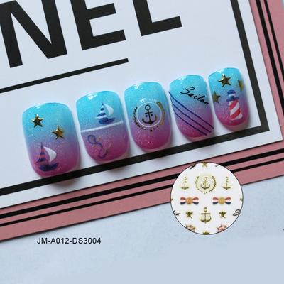 navy style metallic 3d nail sticker
