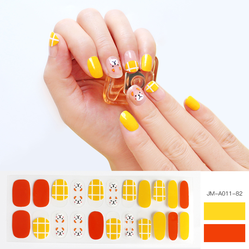 cute dog yellow plaid nail strips