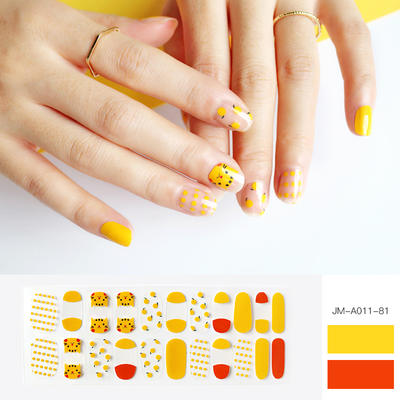 cute cat yellow nail strip for girl