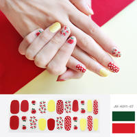 red cherry & dot gel nail strip
