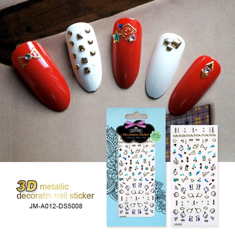 DIY Self-adhesive 3D Metallic Gold Nail Stickers