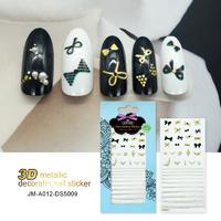 Self-Adhesive Sexy Gold Lace Design 3D Nail Art Sticker for Women Self-adhesive 3D Metallic Gold Nail Stickers