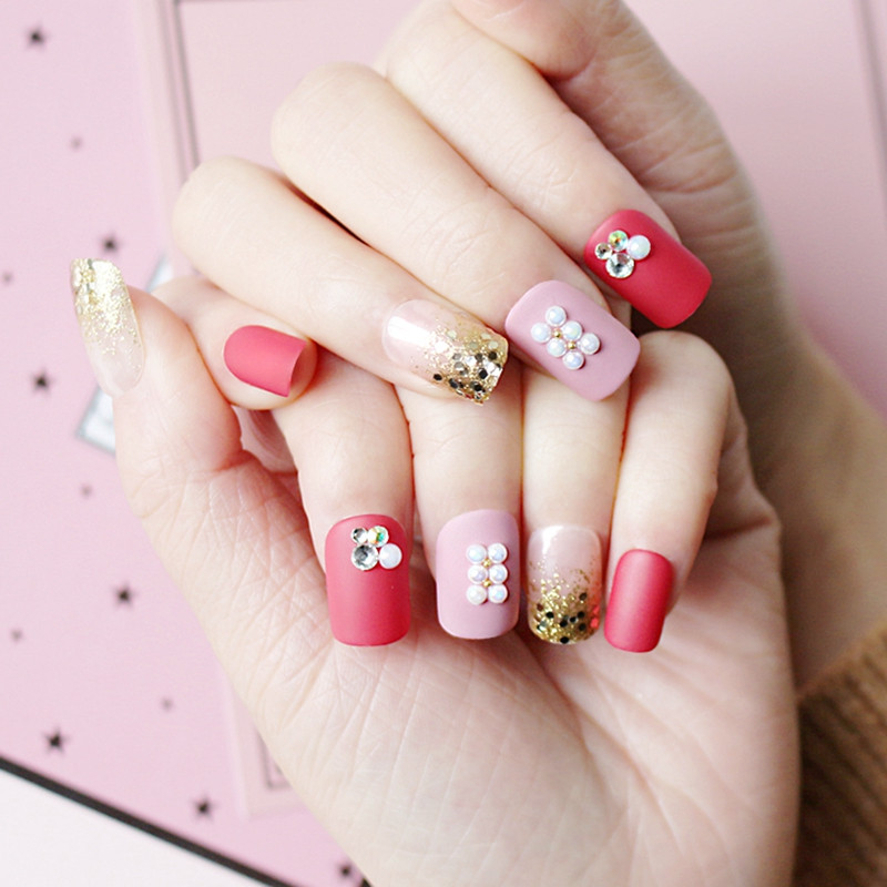 red press on nails amazon from China for lady-4