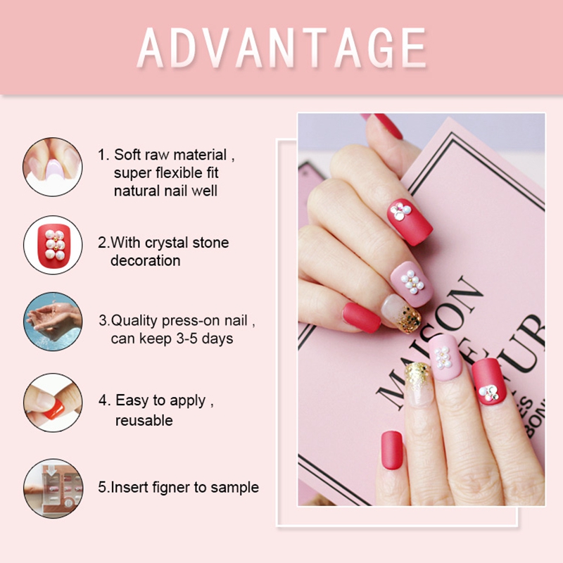 red press on nails amazon from China for lady-5