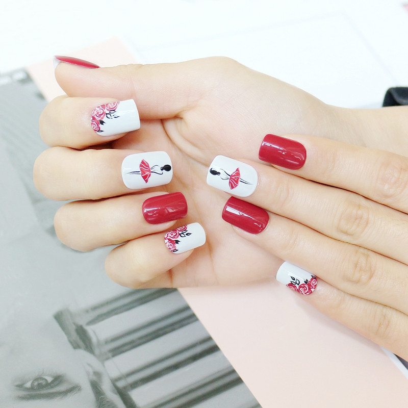 gold long fake nails from China for lady-4