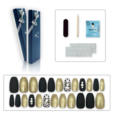 Pre glue White stone Nail Tips Press on for Girls jewelry tip for Finger