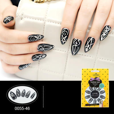 Star Elements Glossy Nail Classical Black&White Pattern Nail Tip
