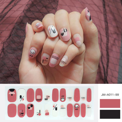 pink colour glossy nail strip