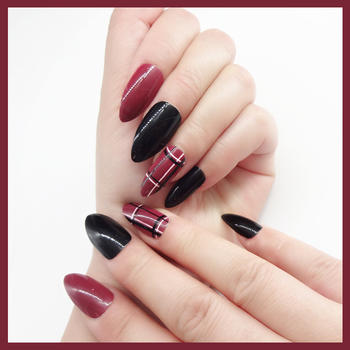 Fashion Stiletto Solid mixed printing Nails