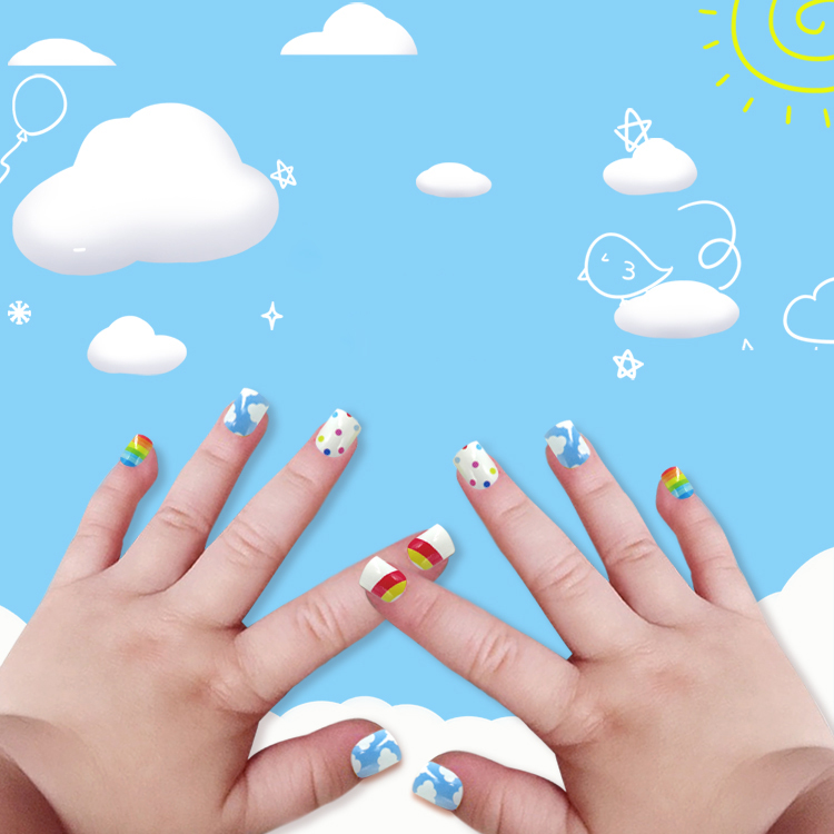 Newair Printing Colorful Nail Tip Of Children- Sky