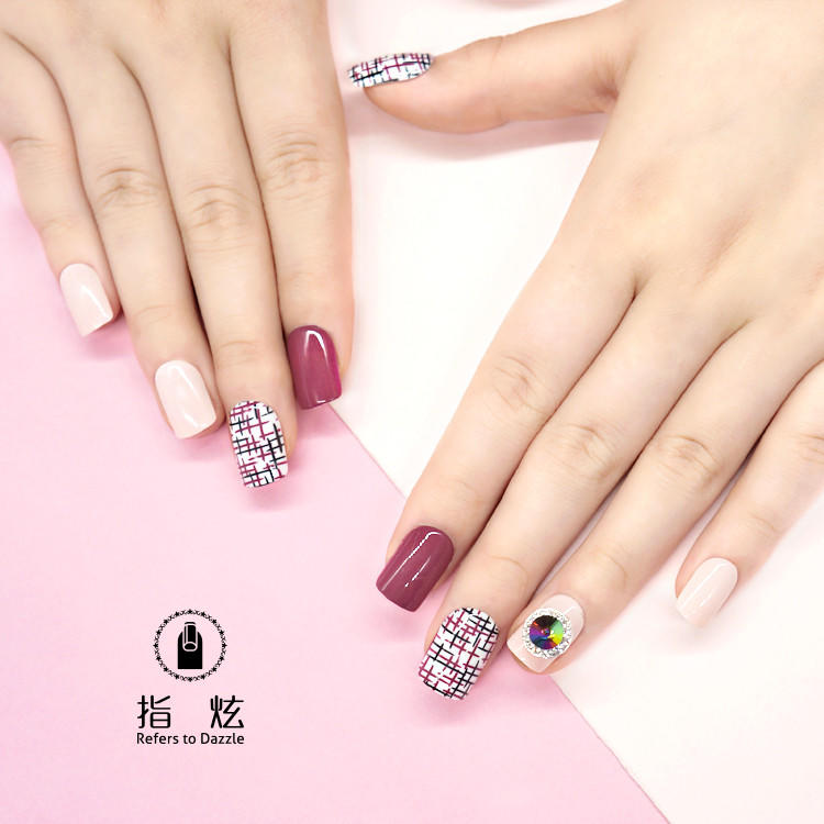 porcelain short fake nails customized for girls-2