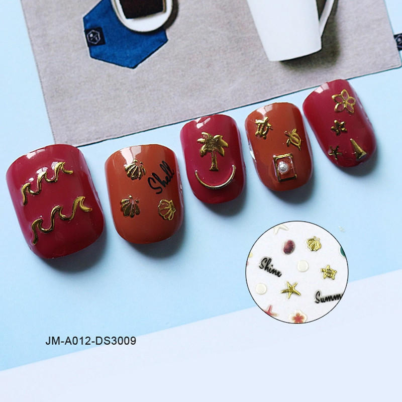 yellow christmas nail stickers design for ladies-2