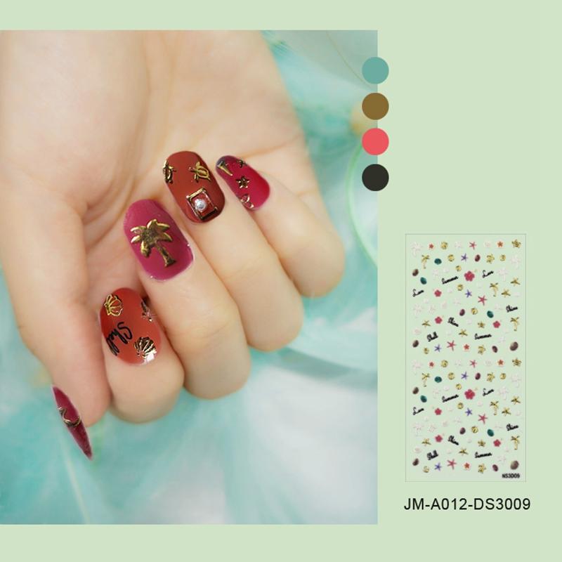 yellow christmas nail stickers design for ladies-3