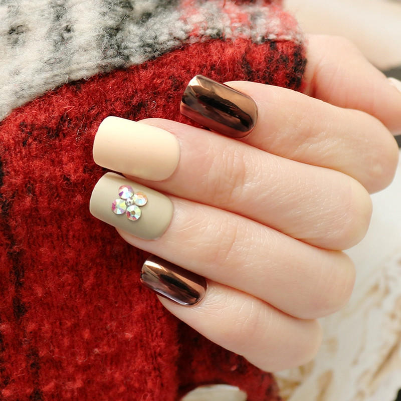 Newair Fake Nails violet short press on nails series for girls-3