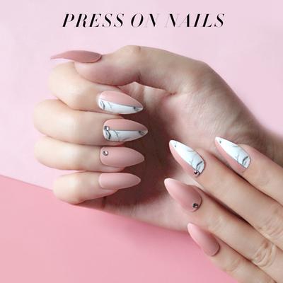 NEWAIR  press on nails supplier matte nails with crystal stiletto fake nails