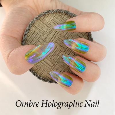 NEWAIR fashion trend press on artificial stiletto nails with obmer hologram nails