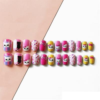 Artifical nail tips for Kid plastic square cute nail 24pcs China