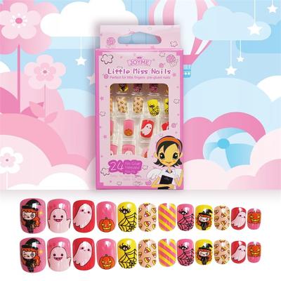 High Quality
 Artifical nail tips for Kid plastic square cute nail 24pcs