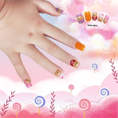 Selling Artifical nail tips for Kid plastic square cute nail 24pcs