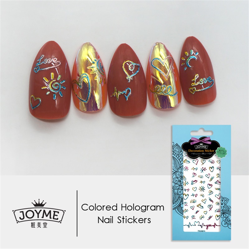 DIY colored hologram nail sticker-sweet heart
